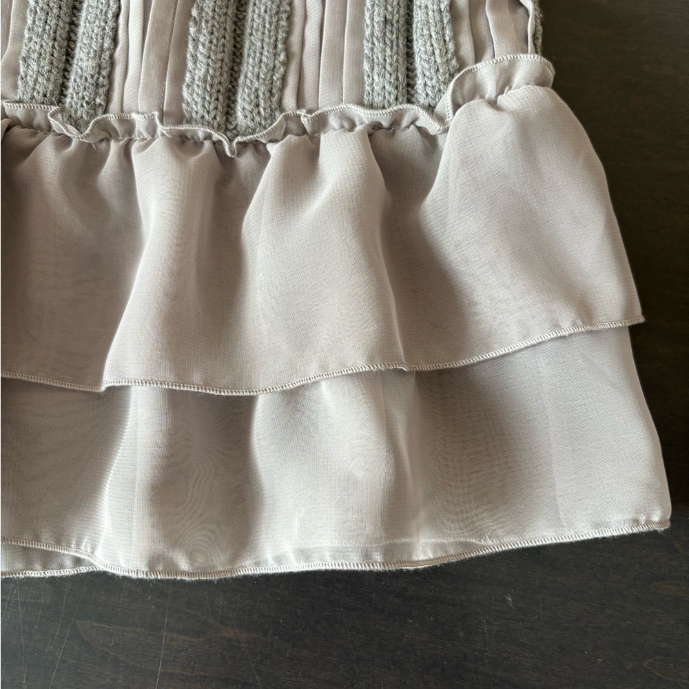 NWT Calvin Klein Sz S Y2K Knit Empire Tiered Chiffon Ruffle Midi Slip Dress - Picture 5 of 12
